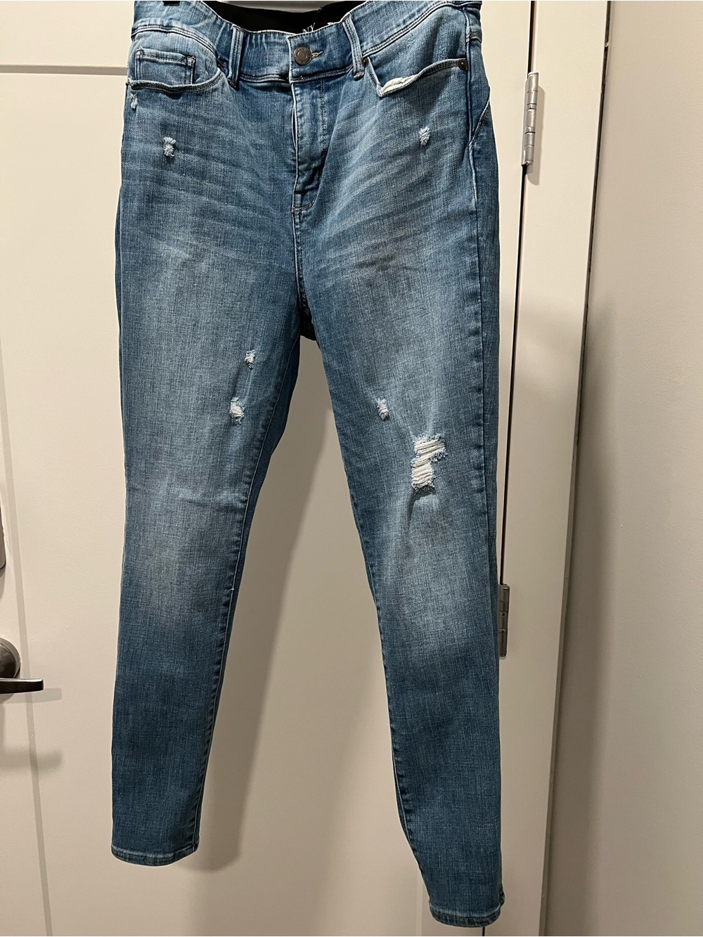 New York & Company Women’s Distressed Faded Blue Denim Jeans